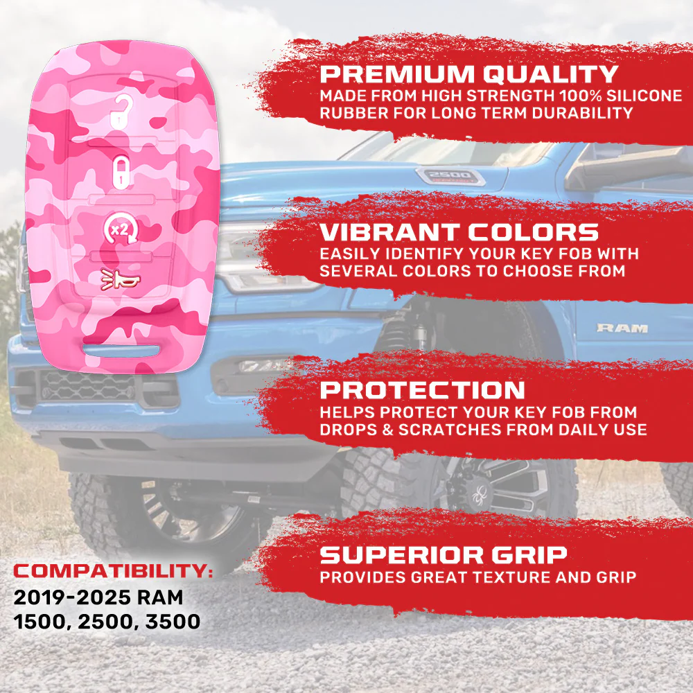 Dodge 19-25 RAM (1500, 2500, 3500) 1-Piece 100% Silicone Rubber Key Fob Cover - Multiple Colors - Image 69
