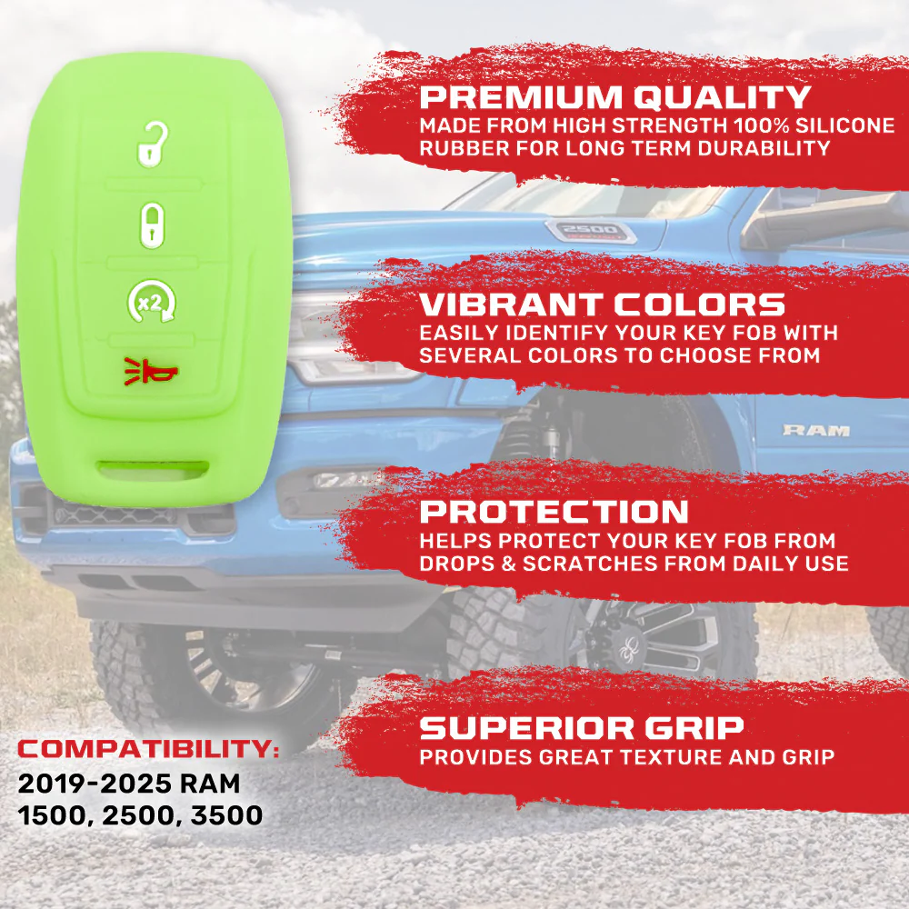 Dodge 19-25 RAM (1500, 2500, 3500) 1-Piece 100% Silicone Rubber Key Fob Cover - Multiple Colors - Image 74