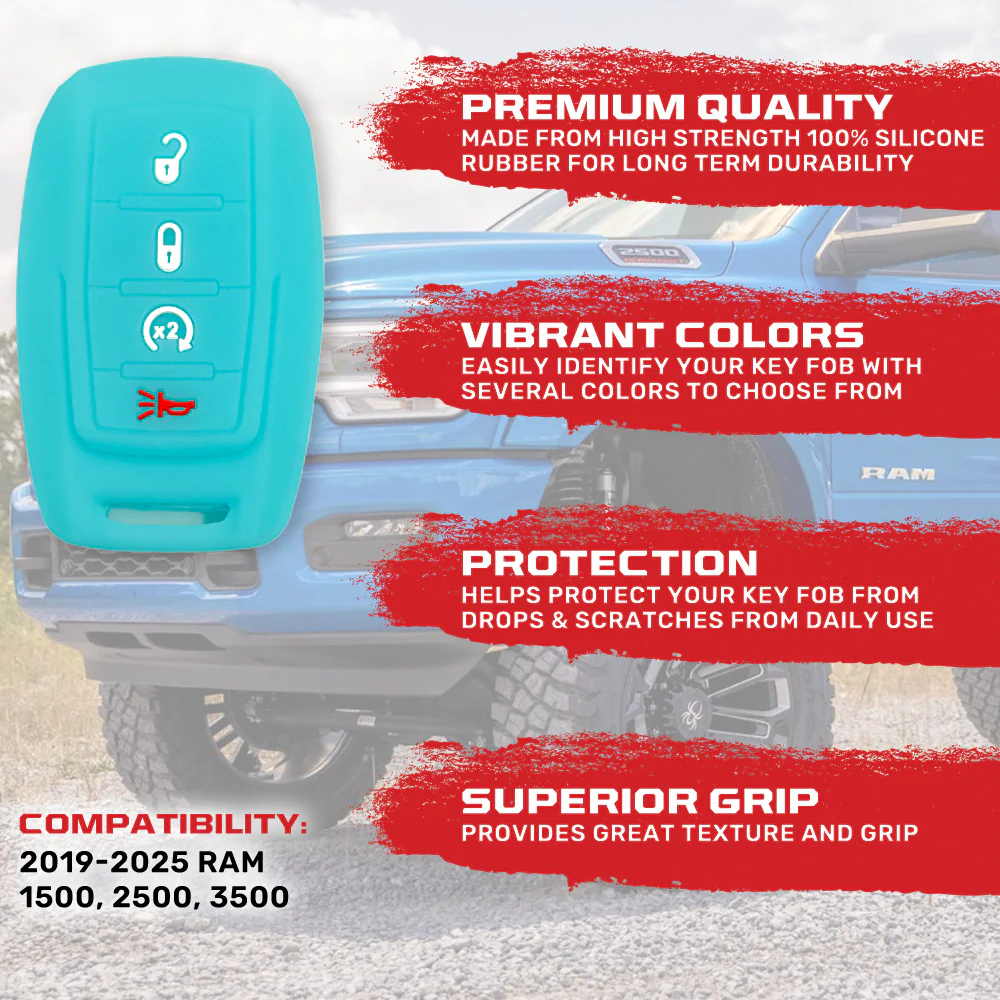 Dodge 19-25 RAM (1500, 2500, 3500) 1-Piece 100% Silicone Rubber Key Fob Cover - Multiple Colors - Image 75