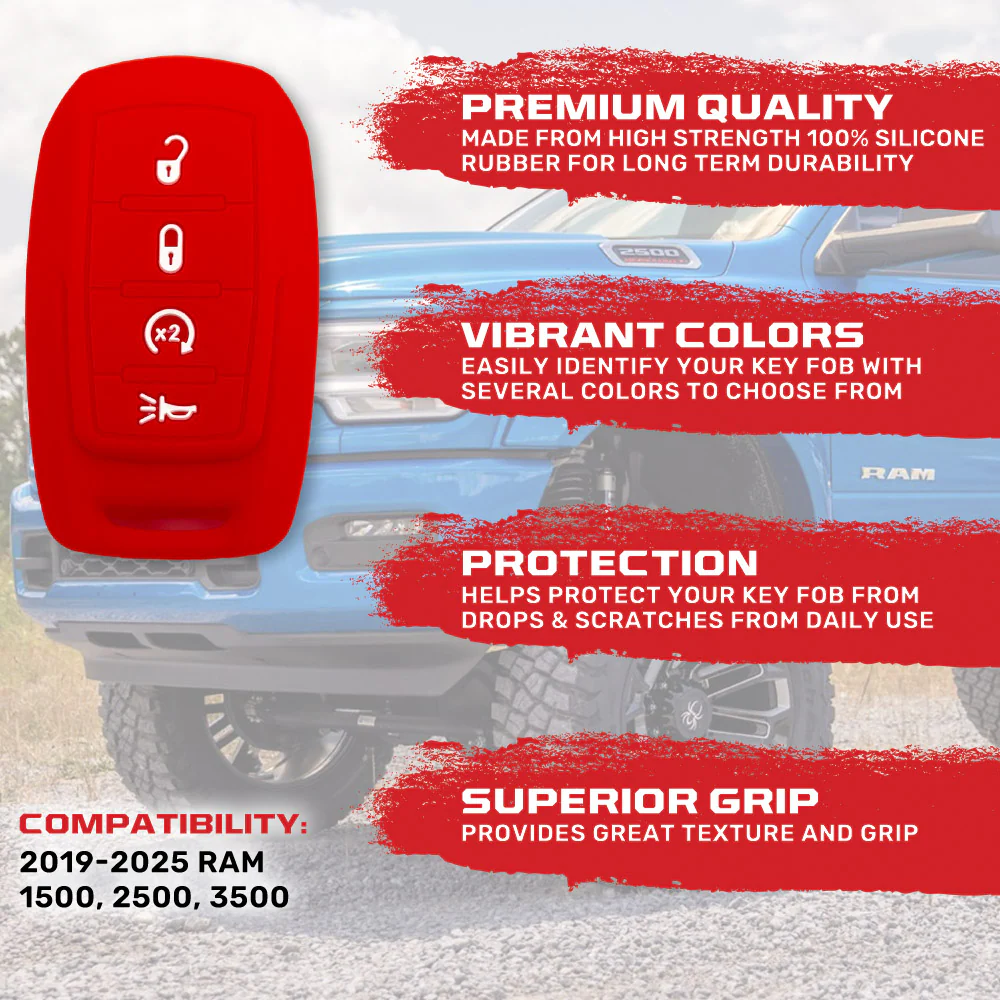 Dodge 19-25 RAM (1500, 2500, 3500) 1-Piece 100% Silicone Rubber Key Fob Cover - Multiple Colors - Image 9
