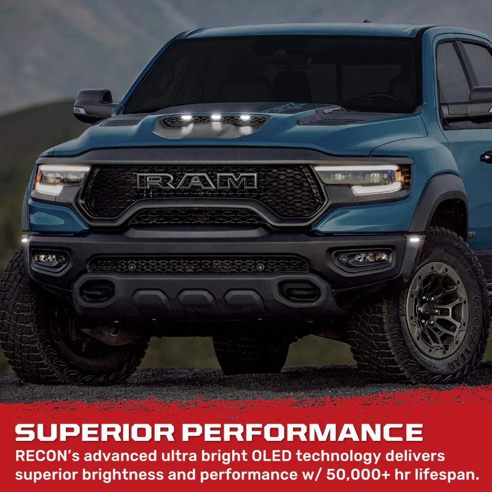 Dodge 21-25 RAM 1500 TRX 7-PC Fender & Hood Light Kit Smoked Lens White or Amber LED Running Lights w/ Startup Light Sequence - Multiple Options - Image 9