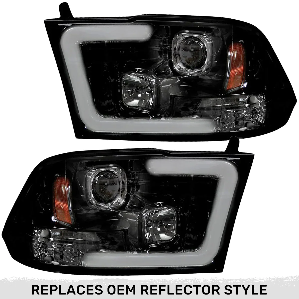 Dodge RAM 1500 09-23 Classic Body Projector Headlights OLED Halos & DRL - Multiple Styles - Image 9