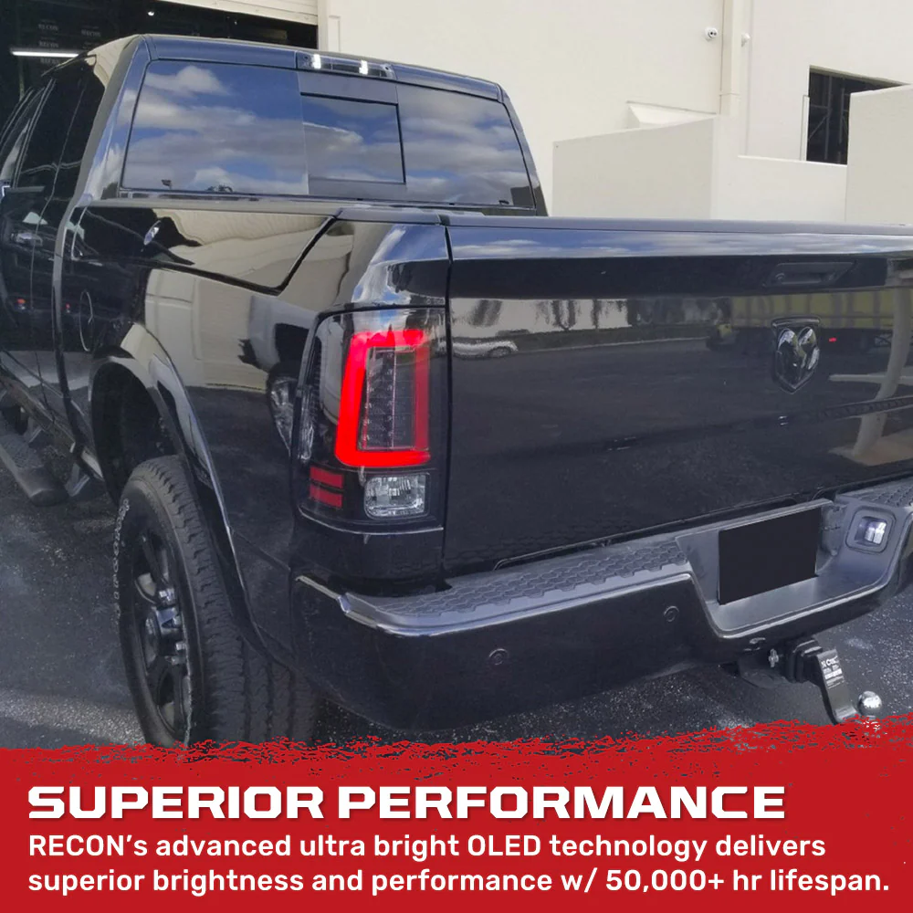 Dodge RAM 1500 Classic Body 2009-2023  Ultra Bright OLED Tail Lights Scanning Turn Signals (Replaces Factory LED Tail Lights) - Smoked Lens - Image 4