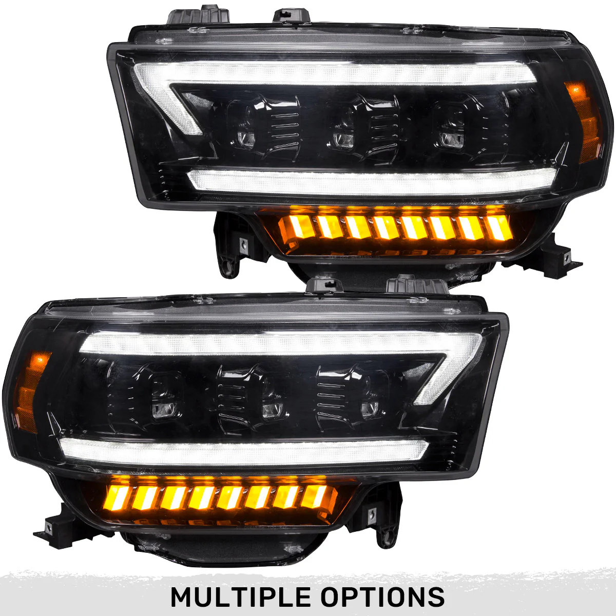 Dodge RAM 2500/3500 19-23 (5th Gen Body) LED Projector Headlights Ultra High Power OLED DRL Scanning Switchback LED Signals - Multiple Styles