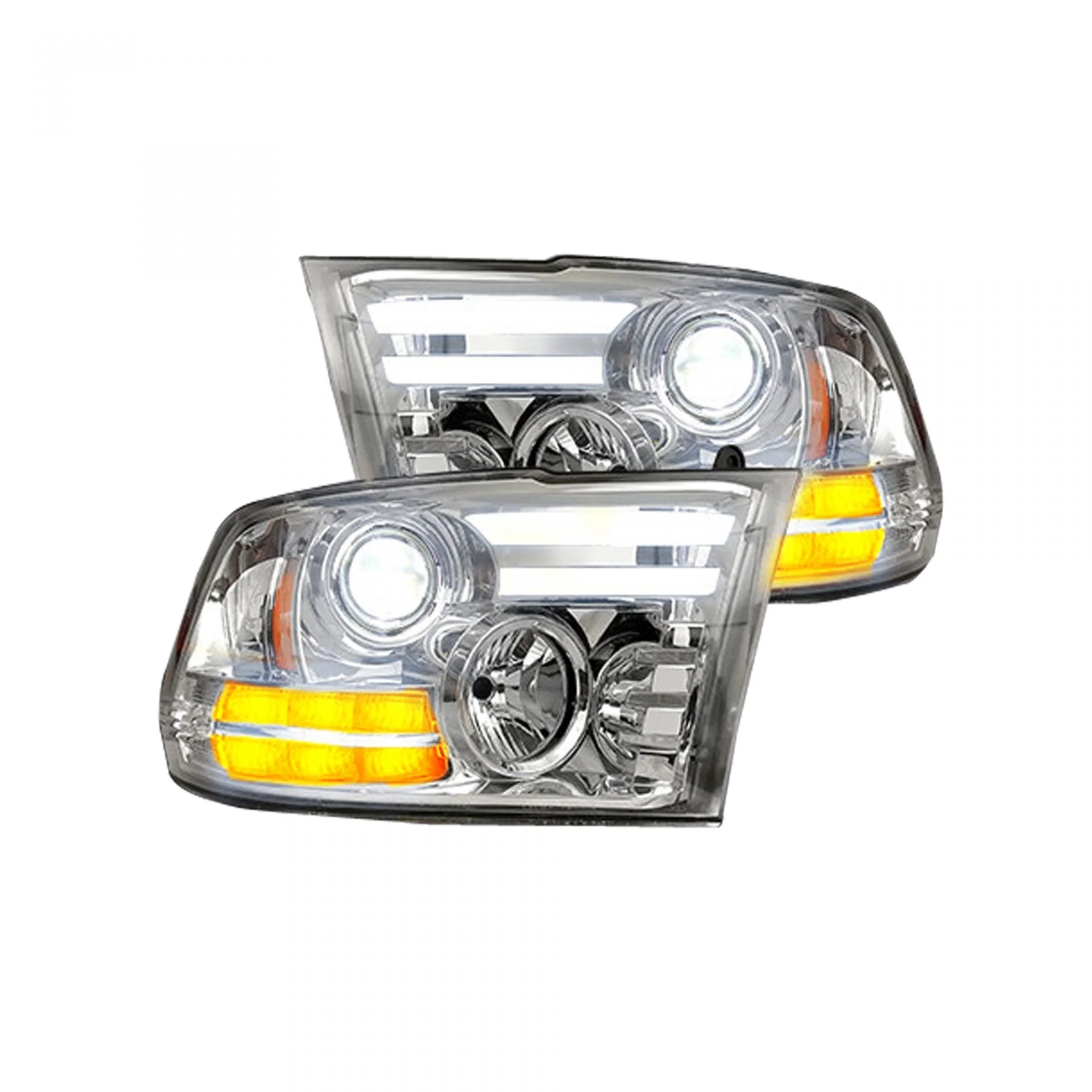 Dodge RAM 2500/3500 15-18 Projector Headlights OLED DRL & LED Signals in Clear/Chrome - Image 2