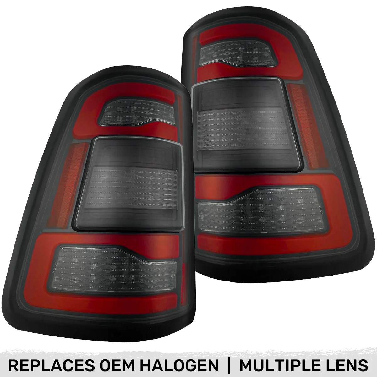 Dodge RAM 2500/3500 19-24 Ultra Bright OLED Tail Lights w/ Scanning Amber Turn Signals (Replaces OEM Halogen Tail Lights Only) - Multiple Lens