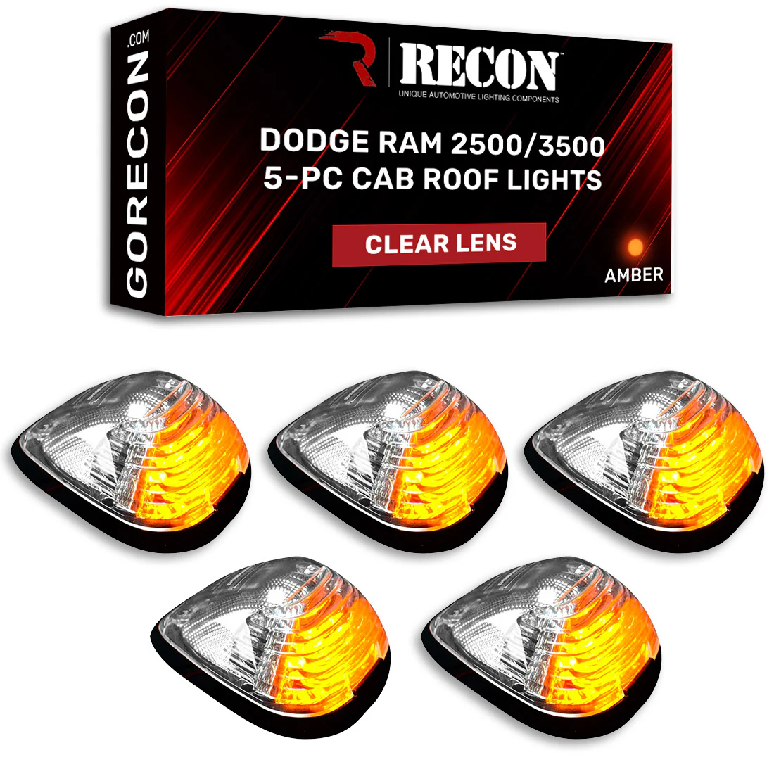 Dodge RAM 2500/3500 94-98 5-Piece Cab Roof Light Set Amber LED 194 Bulbs - Multiple Lens - Image 19