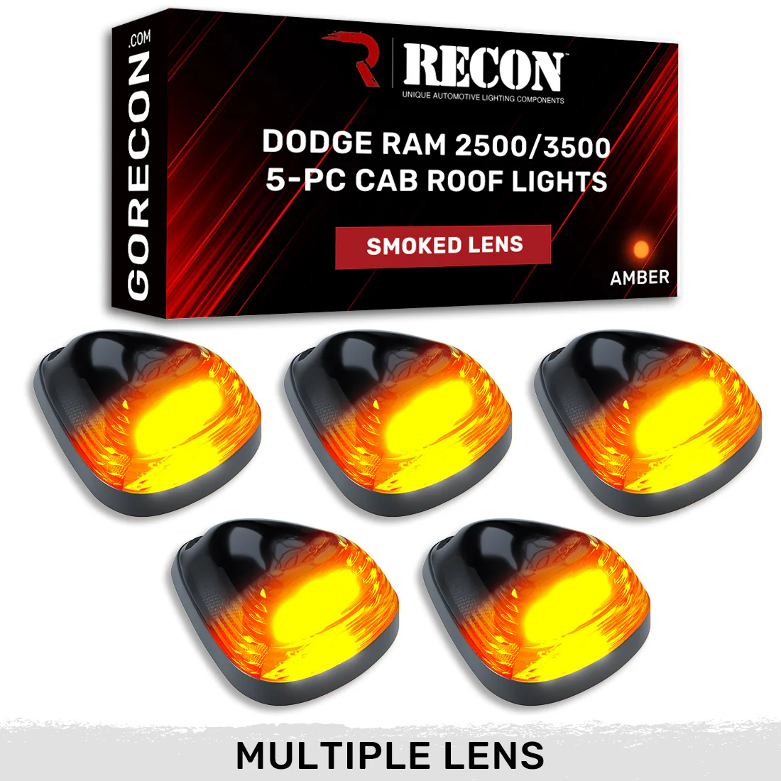 Dodge RAM 2500/3500 94-98 5-Piece Cab Roof Light Set Amber LED 194 Bulbs - Multiple Lens - Image 3