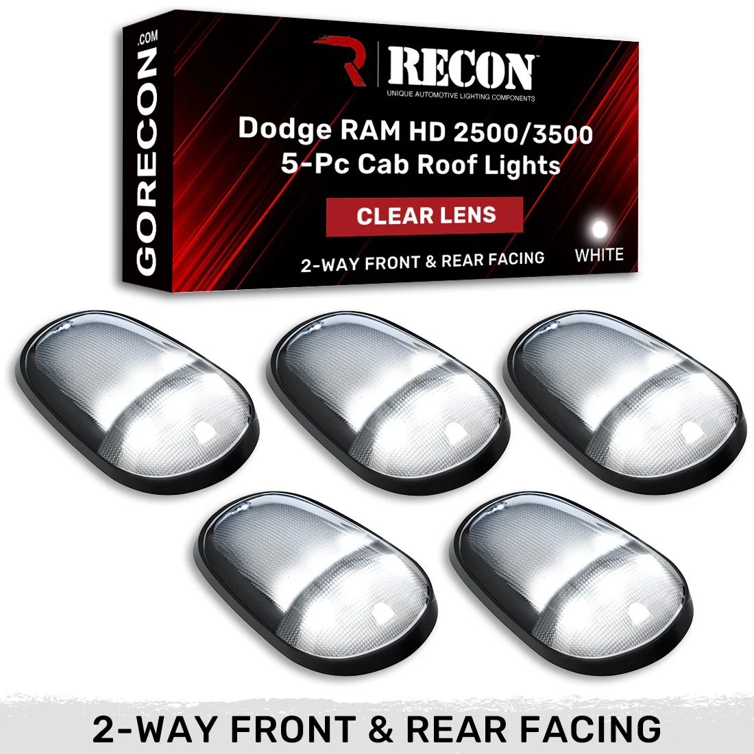 Dodge RAM Heavy-Duty 2500/3500 03-18 5 Piece Cab Roof Light Set 2-Way Front & Rear Facing Ultra High-Power LEDs Multiple Lens & Colors - Image 25