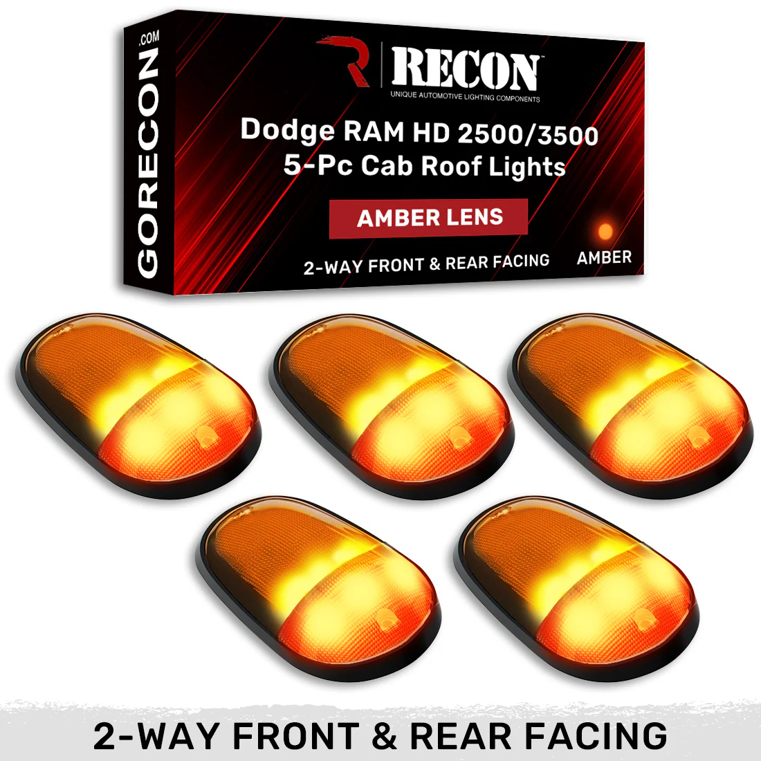 Dodge RAM Heavy-Duty 2500/3500 03-18 5 Piece Cab Roof Light Set 2-Way Front & Rear Facing Ultra High-Power LEDs Multiple Lens & Colors - Image 27