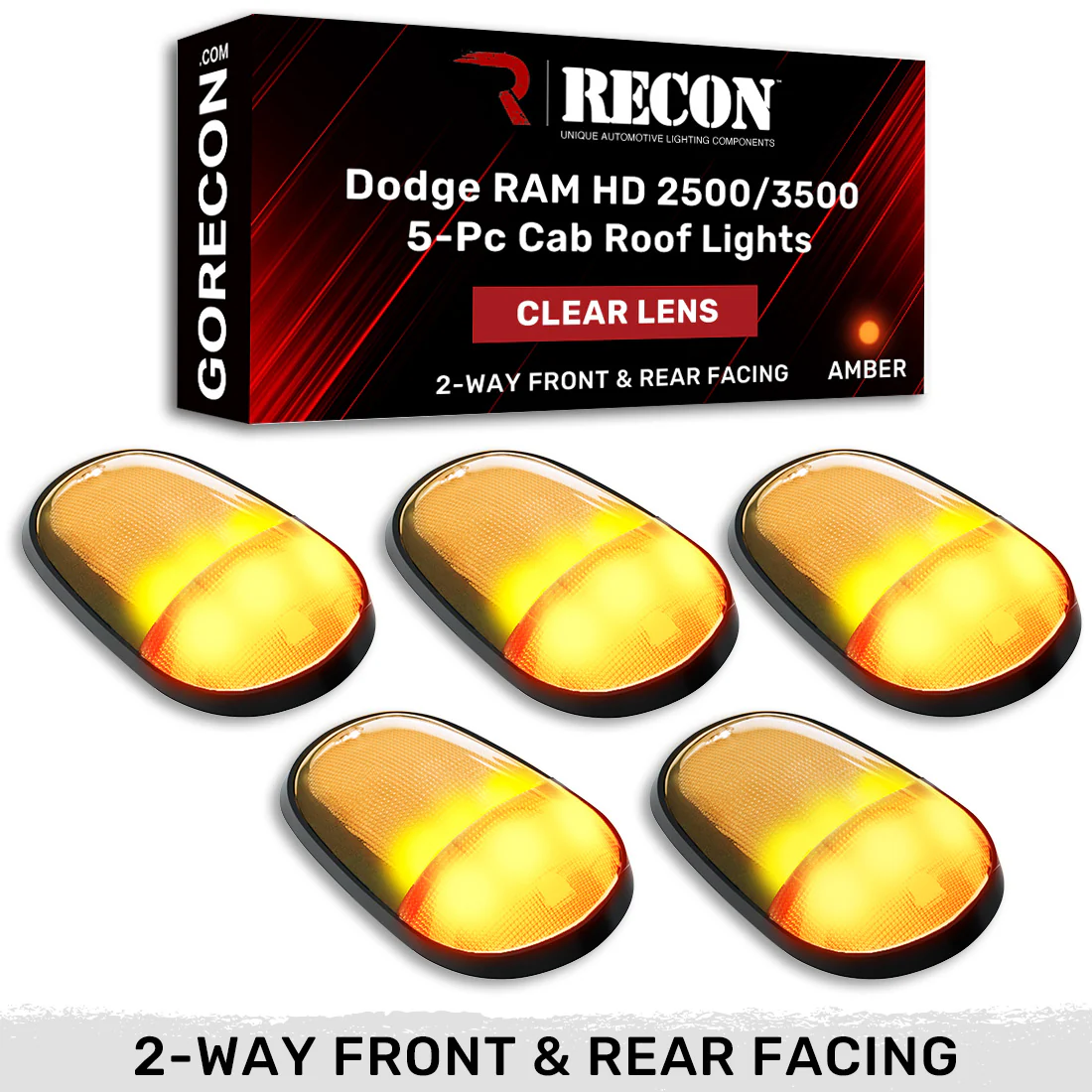 Dodge RAM Heavy-Duty 2500/3500 03-18 5 Piece Cab Roof Light Set 2-Way Front & Rear Facing Ultra High-Power LEDs Multiple Lens & Colors - Image 28
