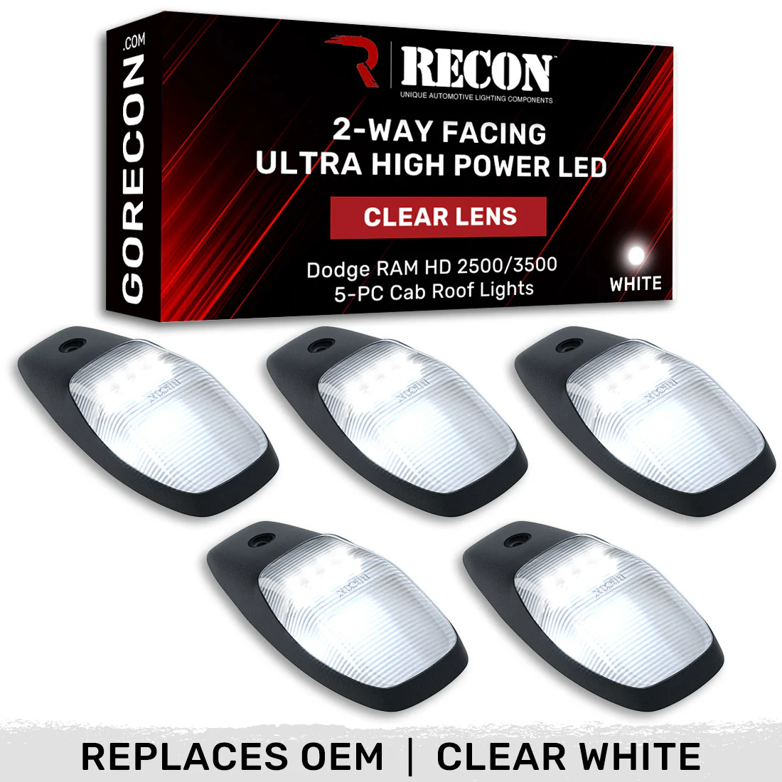 Dodge RAM HD 2500/3500 19-25 5 Piece Cab Roof Light Set 2-Way Front & Rear Facing Ultra High-Power LEDs Multiple Lens & Colors - Image 21