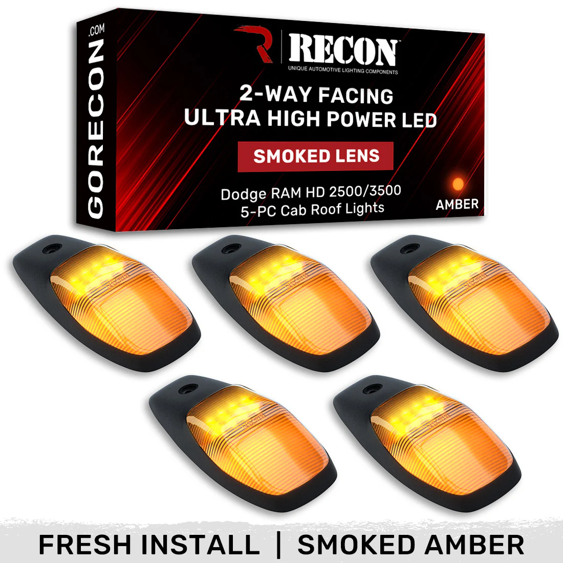 Dodge RAM HD 2500/3500 19-25 5 Piece Cab Roof Light Set 2-Way Front & Rear Facing Ultra High-Power LEDs Multiple Lens & Colors - Image 22