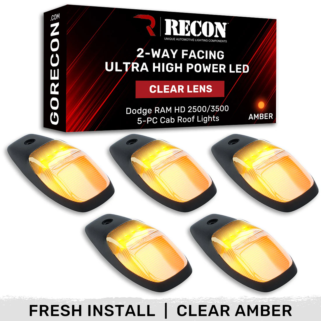 Dodge RAM HD 2500/3500 19-25 5 Piece Cab Roof Light Set 2-Way Front & Rear Facing Ultra High-Power LEDs Multiple Lens & Colors - Image 23