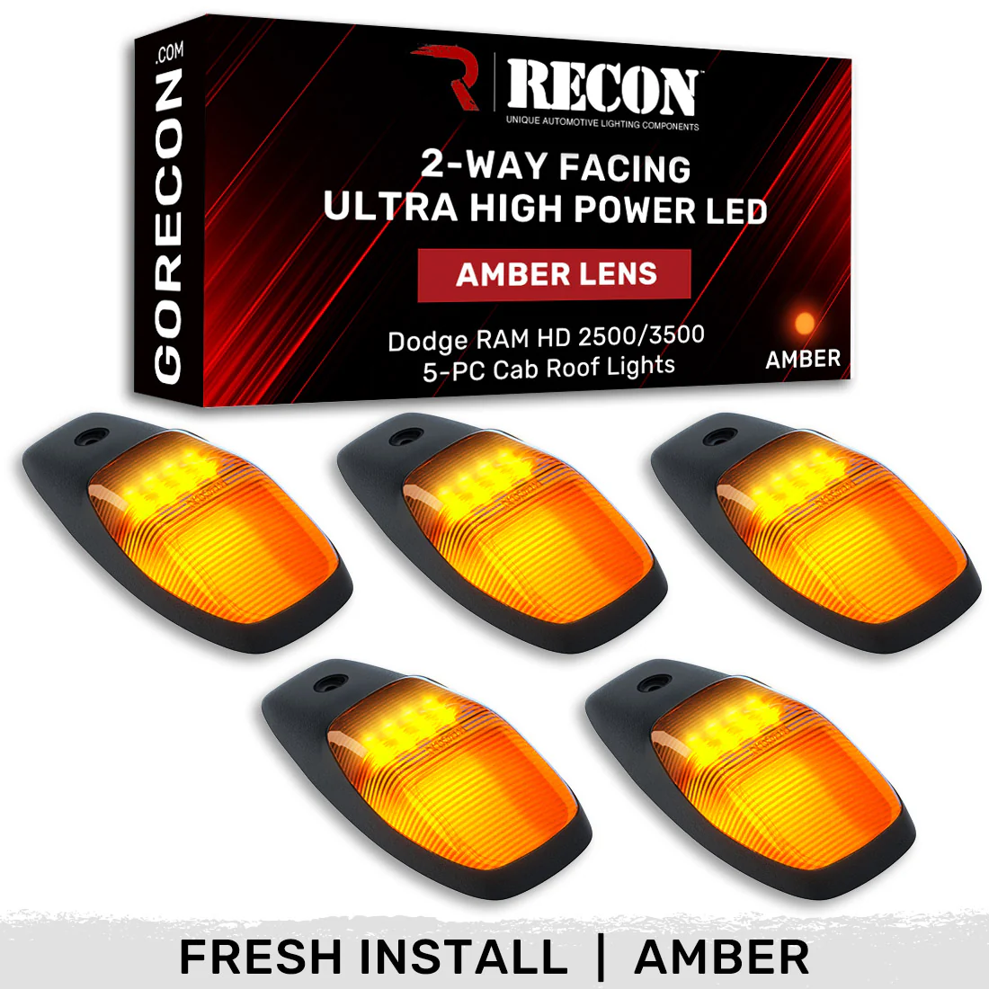 Dodge RAM HD 2500/3500 19-25 5 Piece Cab Roof Light Set 2-Way Front & Rear Facing Ultra High-Power LEDs Multiple Lens & Colors - Image 24