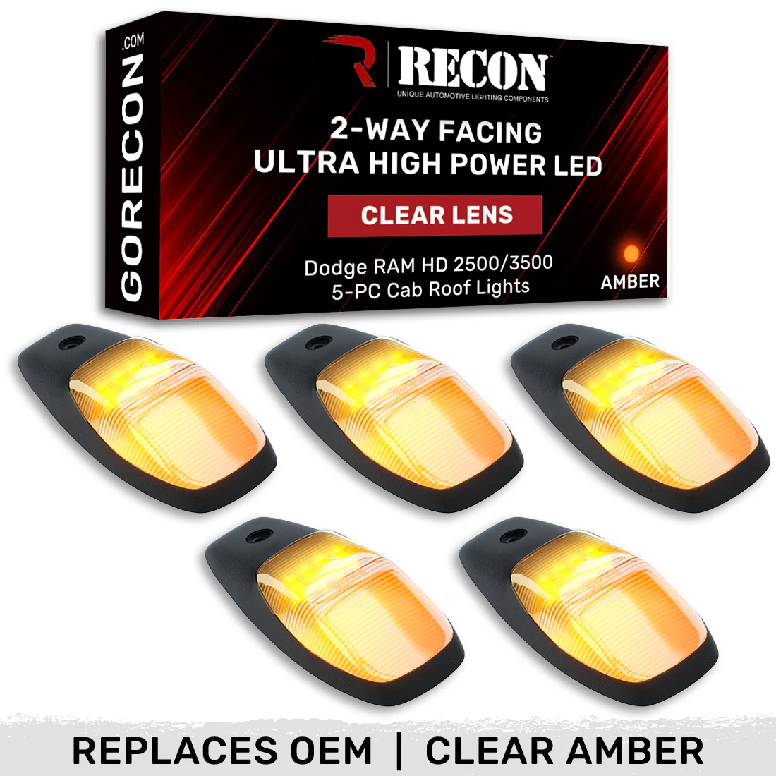 Dodge RAM HD 2500/3500 19-25 5 Piece Cab Roof Light Set 2-Way Front & Rear Facing Ultra High-Power LEDs Multiple Lens & Colors - Image 48