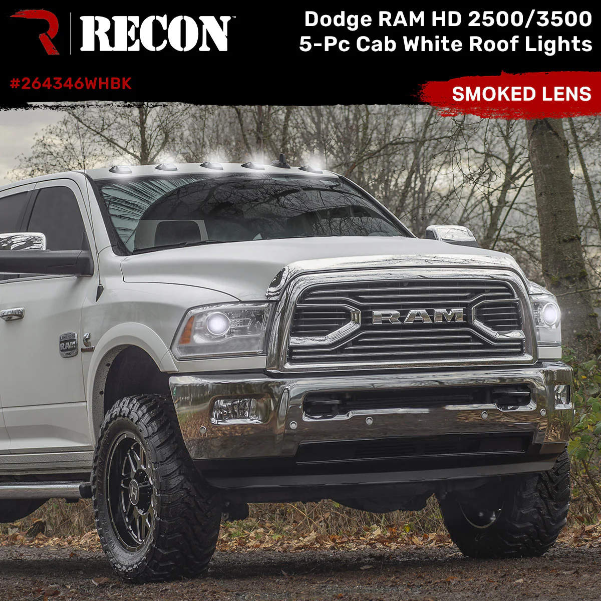 Dodge RAM HD 2500/3500 19-25 5 Piece Cab Roof Light Set 2-Way Front & Rear Facing Ultra High-Power LEDs Multiple Lens & Colors - Image 6