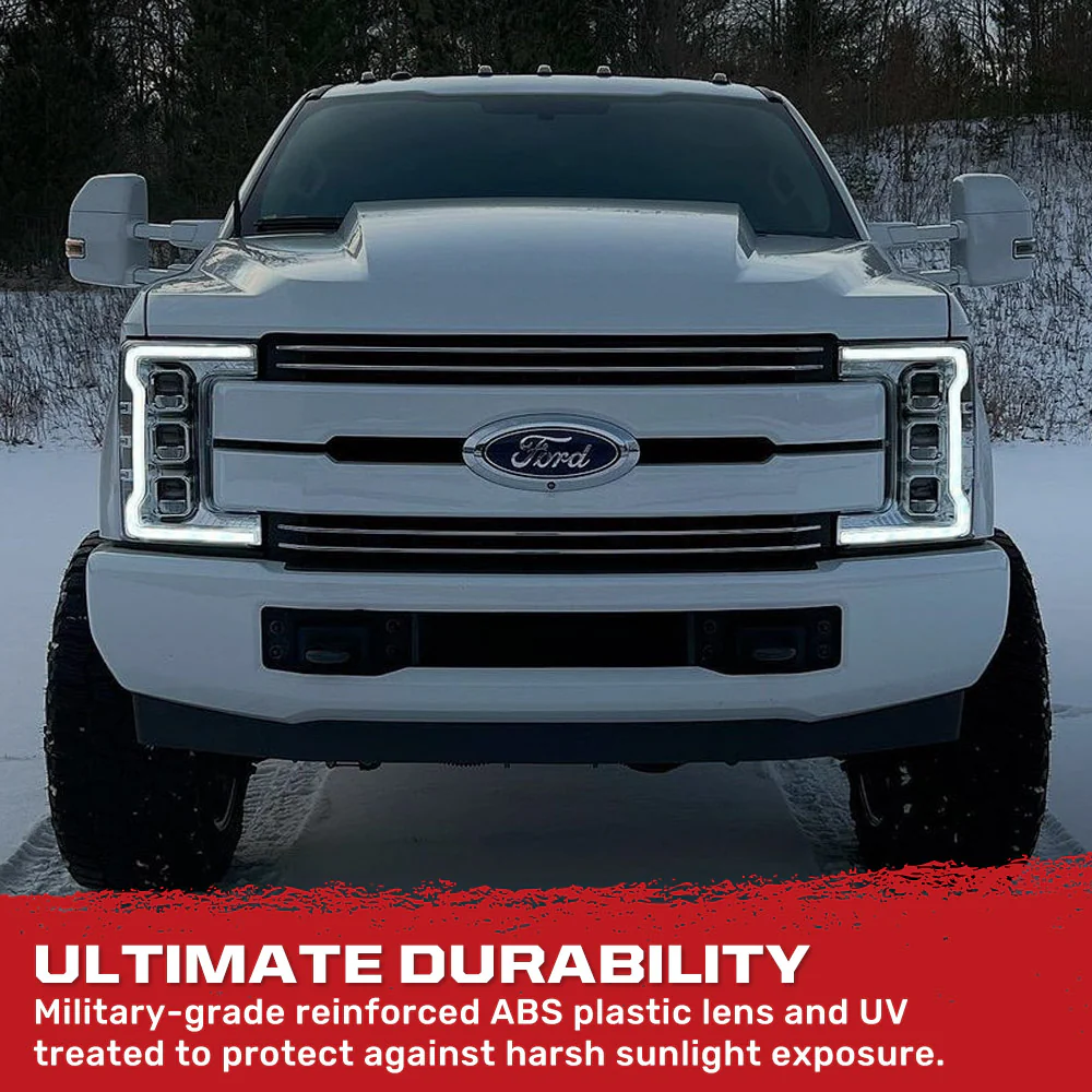 Ford 20-22 Super Duty LED Triple Projector Headlights w/ Ultra High Power White OLED DRL & Scanning Amber LED Turn Signals (Replaces OEM Halogen Style Only) - Multiple Styles - Image 16