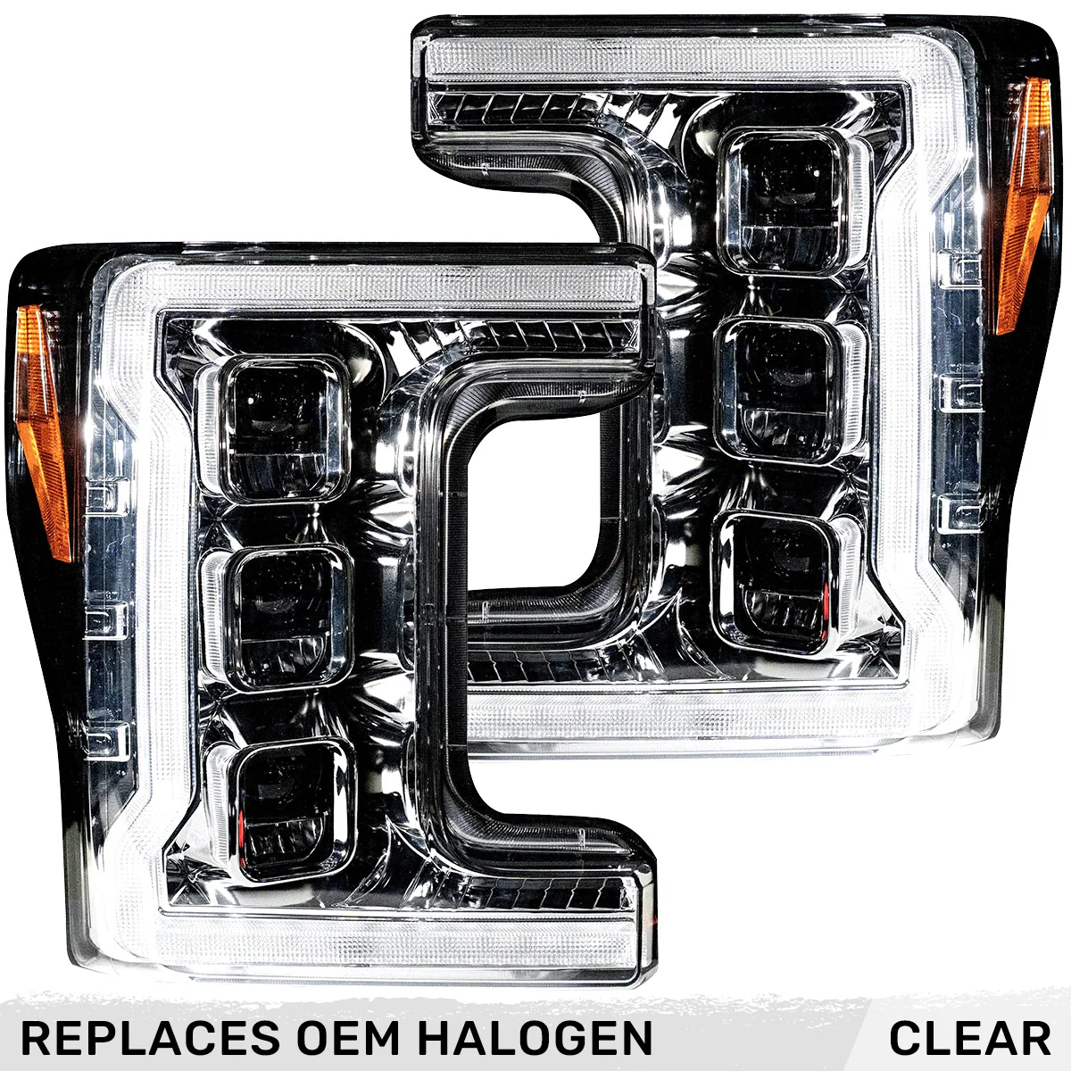 Ford 20-22 Super Duty LED Triple Projector Headlights w/ Ultra High Power White OLED DRL & Scanning Amber LED Turn Signals (Replaces OEM Halogen Style Only) - Multiple Styles - Image 19