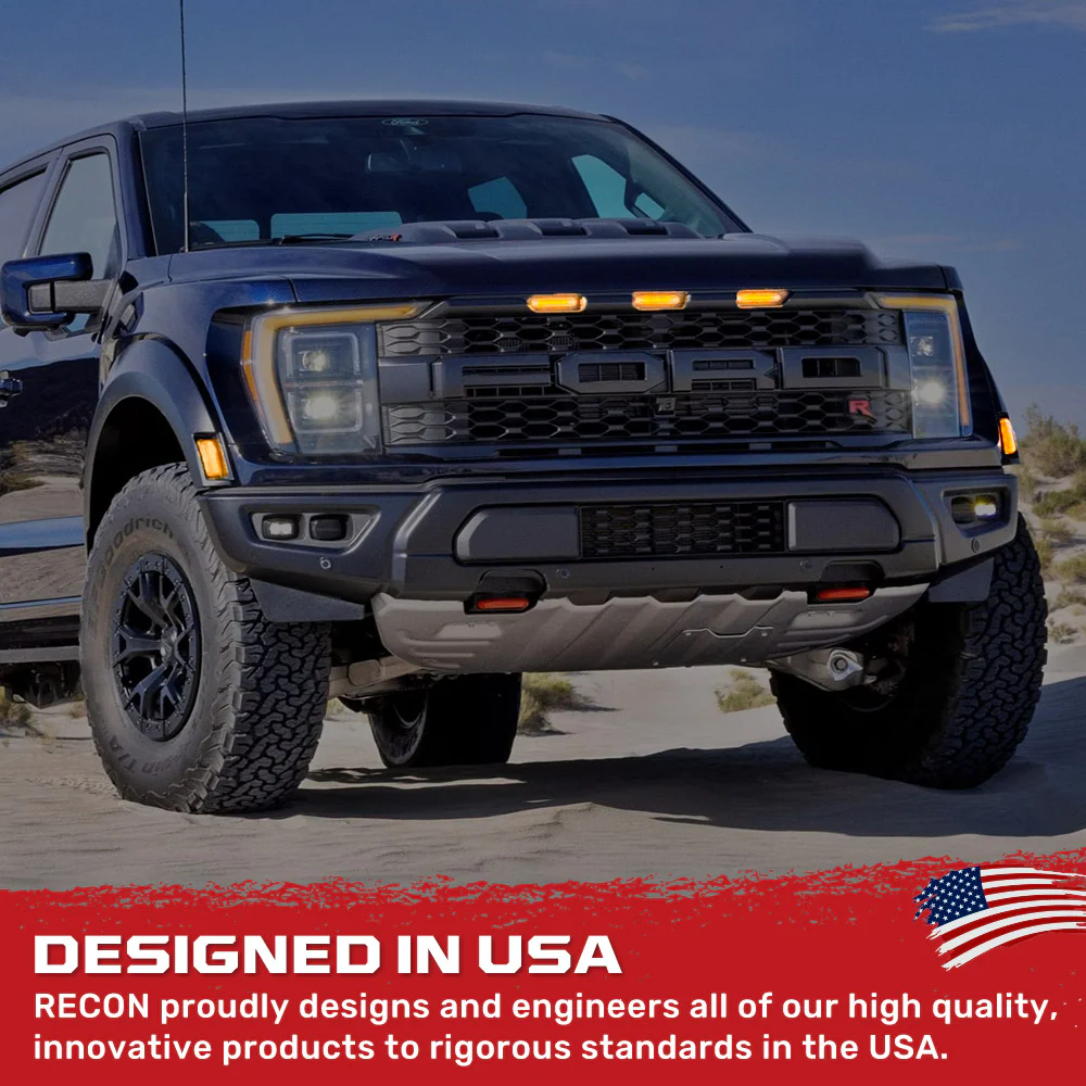 Ford 21-22 Raptor 7-Pc Fender & Hood Light Kit Smoked Lens White or Amber LED Running Lights w/ Startup Light Sequence - Image 12