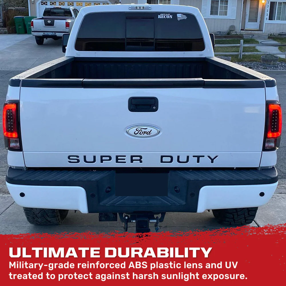 Ford Super Duty 99-07 F250HD/F-250/F-350/F-450/F-550 OLED Tail Lights Scanning Turn Signals - Smoked Lens - Image 3