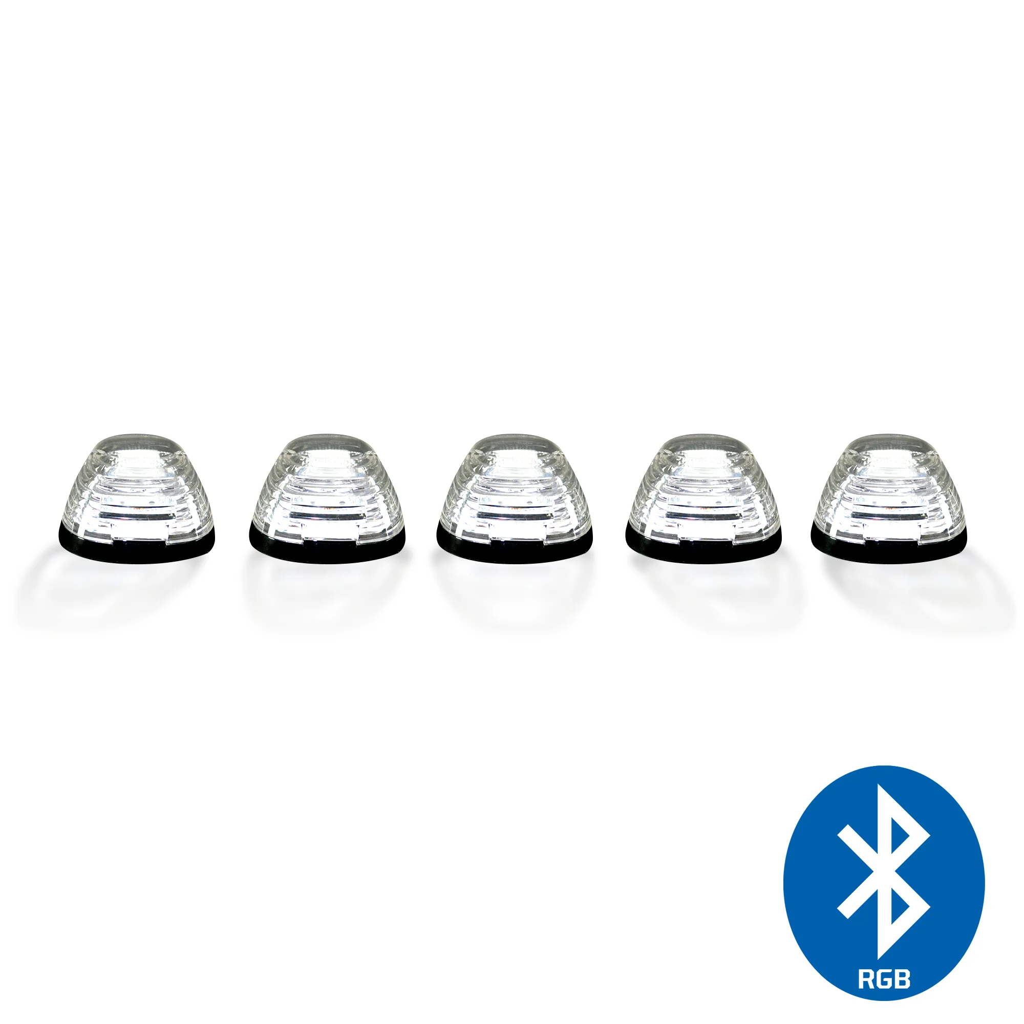 Ford 99-16 Superduty (5-Piece Set) Clear Cab Roof Light Lens with RGB (Multi-Colored) High-Power LED's - (Attn: This part is for trucks that DID NOT come with factory installed cab roof lights)