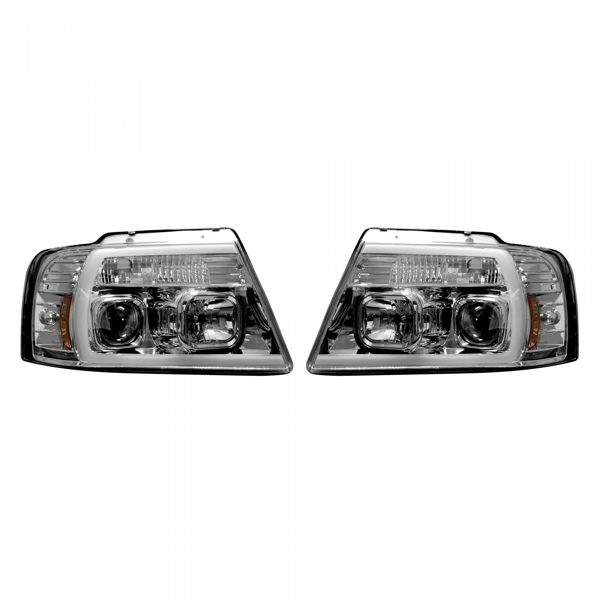 Ford F150 04-08 Projector Headlights OLED Halos & DRL in Clear/Chrome