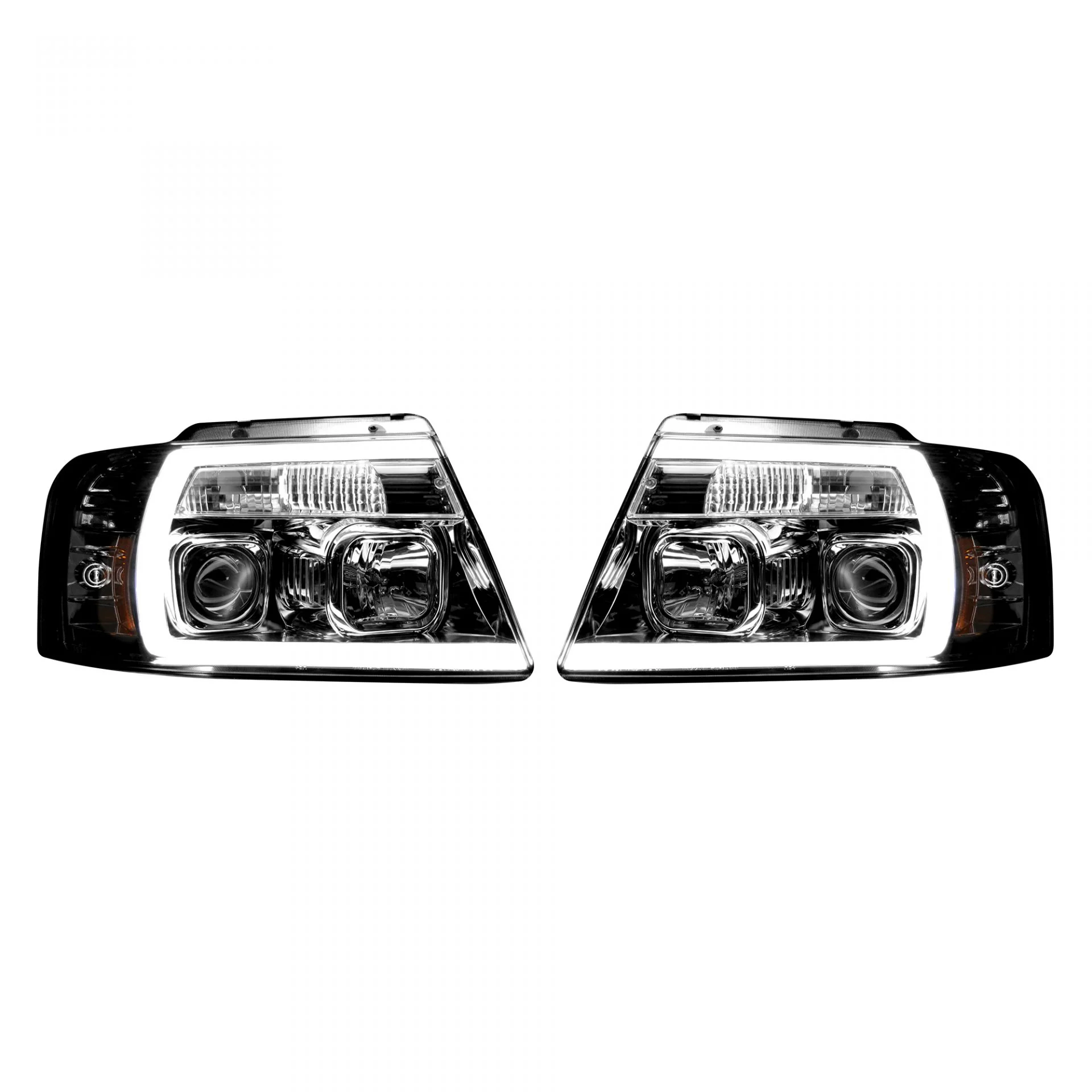 Ford F150 04-08 Projector Headlights OLED Halos & DRL in Clear/Chrome - Image 2