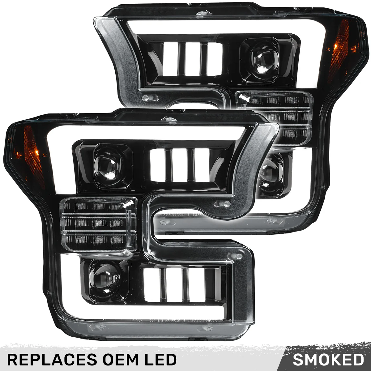 Ford F150 15-17 LED Projector Headlights w/ Ultra High Power Smooth White OLED DRL w/ Scanning Amber Turn Signals (Replaces OEM LED Headlights) - Multiple Styles - Image 4
