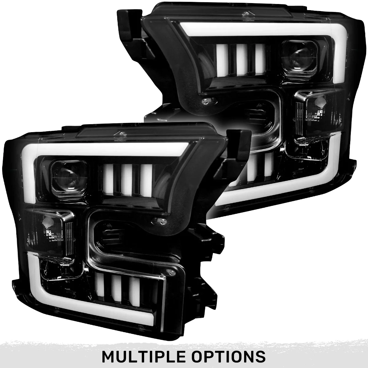 Ford F150 15-17 Projector Headlights Ultra High Power Smooth White OLED DRL (Replaces OEM Halogen Headlights) - Multiple Styles