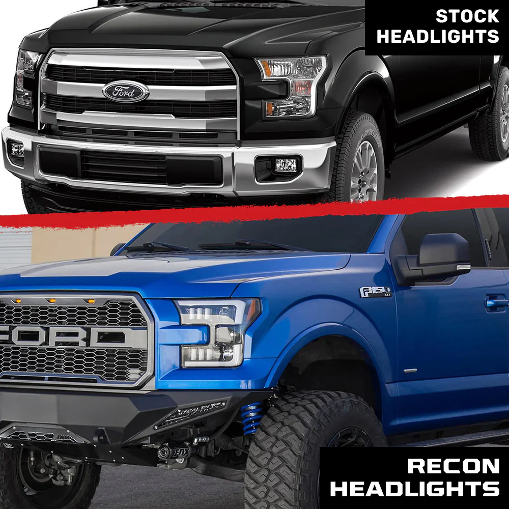 Ford F150 15-17 Projector Headlights w/ Ultra High Power Smooth White OLED DRL Scanning Amber LED Turn Signals (Replaces OEM Halogen Style Headlights) - Smoked/Black - Image 10