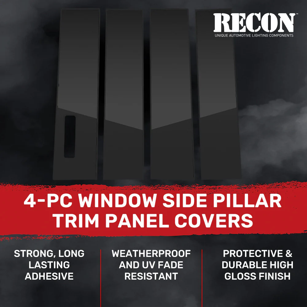 Ford F150 15-21 Protective Side Window 4-PC Pillar Trim Covers with Keypad Cutout - High Gloss Black - Image 2