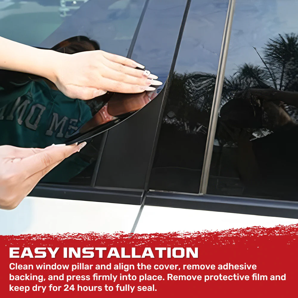 Ford F150 15-21 Protective Side Window 4-PC Pillar Trim Covers with Keypad Cutout - High Gloss Black - Image 4