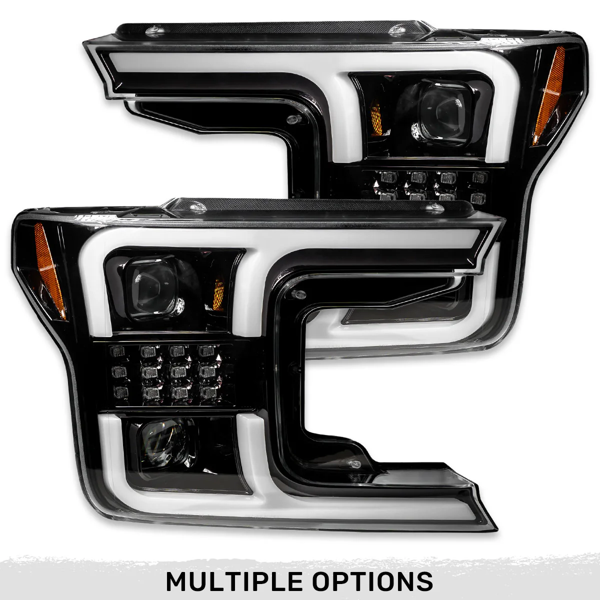 Ford F150 18-20 Projector Headlights OLED DRL Scanning LED Turn Signals (Replaces Factory Halogen Headlights) - Multiple Styles