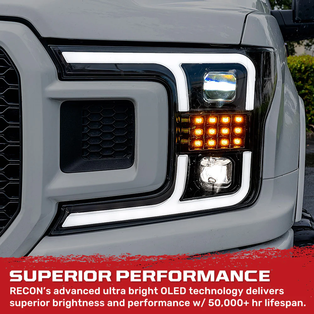 Ford F150 18-20 Projector Headlights OLED DRL Scanning LED Turn Signals (Replaces Factory Halogen Headlights) - Multiple Styles - Image 2