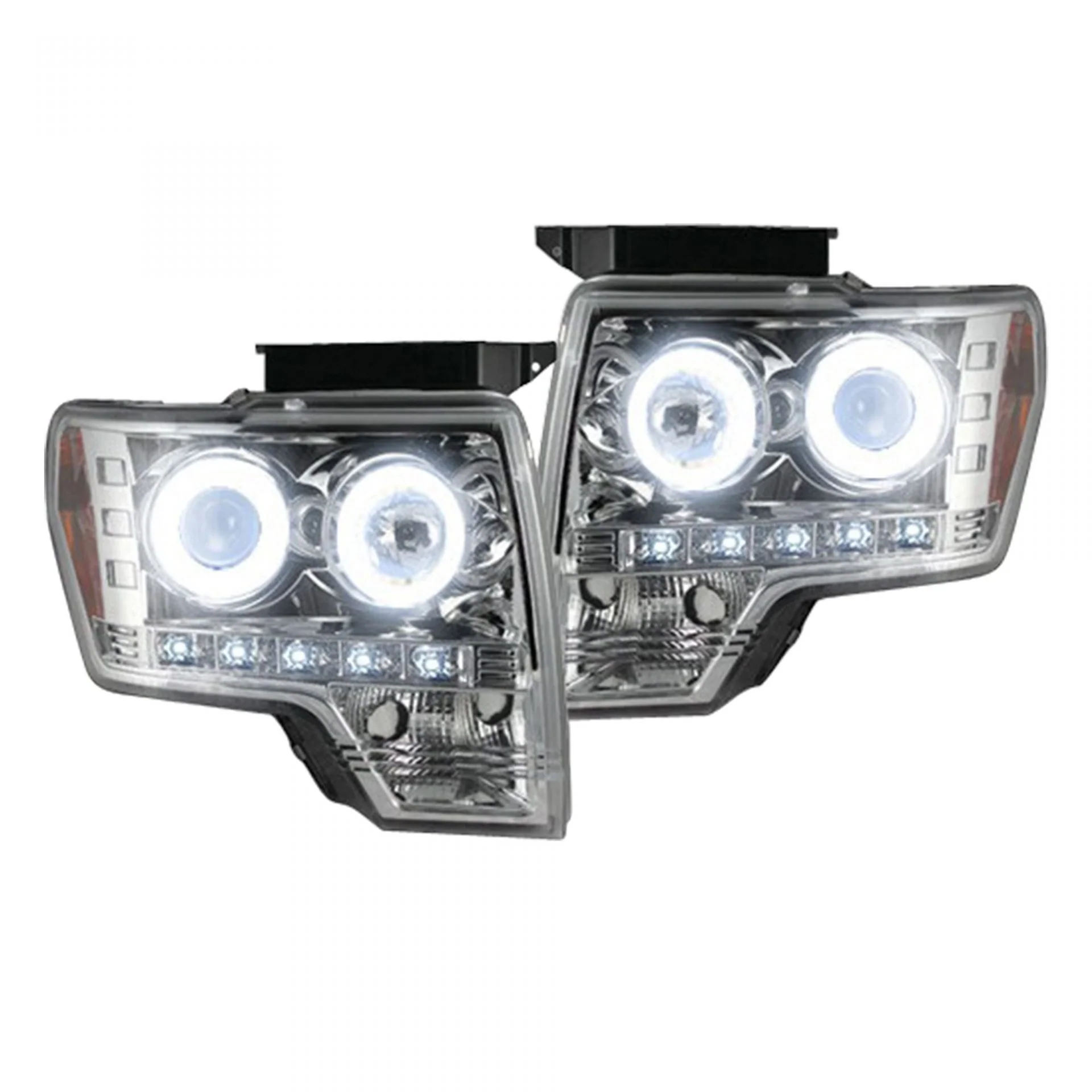 Ford F150 & Raptor 09-14 Projector Headlights CCFL Halos & DRL Clear/Chrome - Image 2