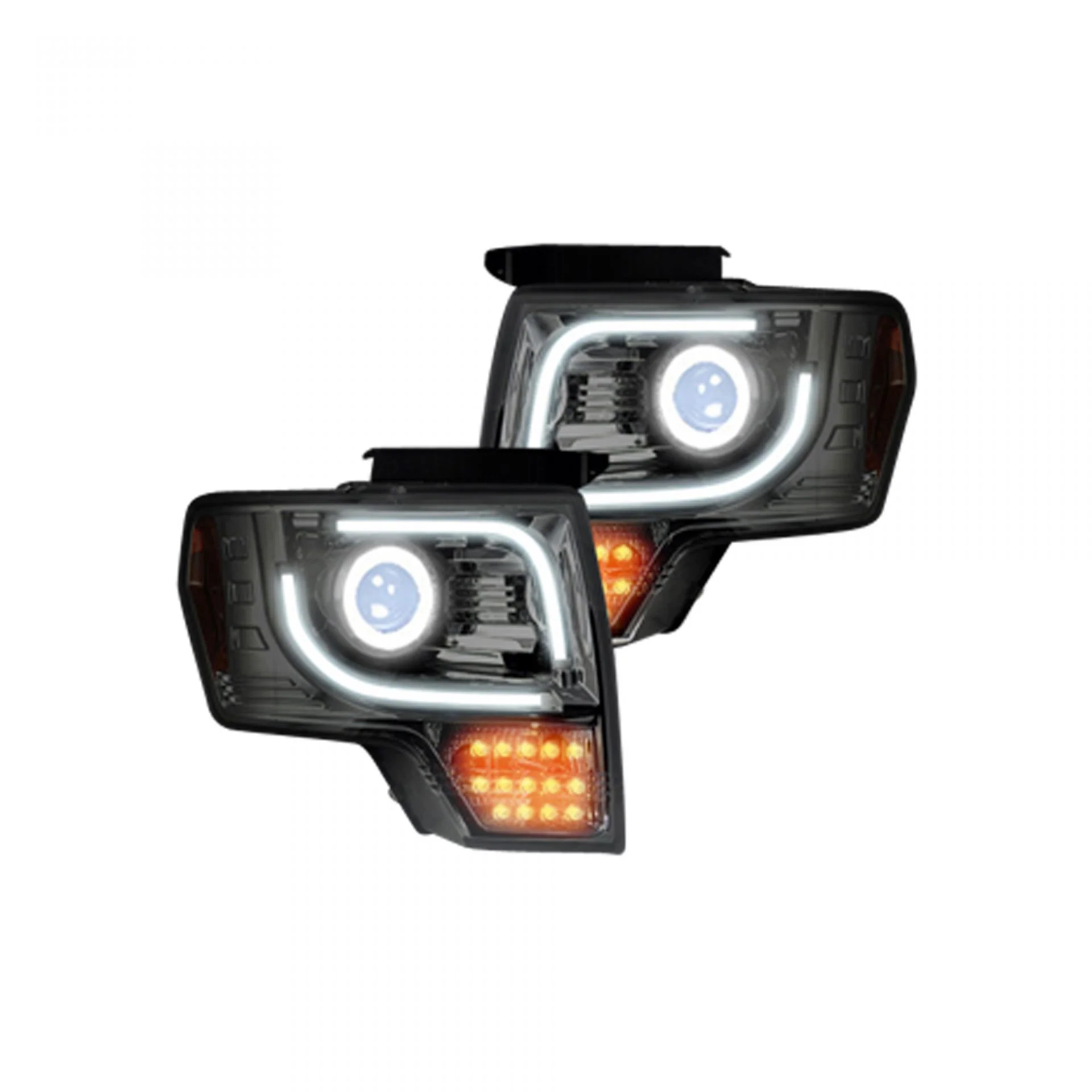 Ford F150 & Raptor 13-14 Projector Headlights Ultra High Power White LED DRL w/ Amber Turn Signals - Multiple Styles - Image 4