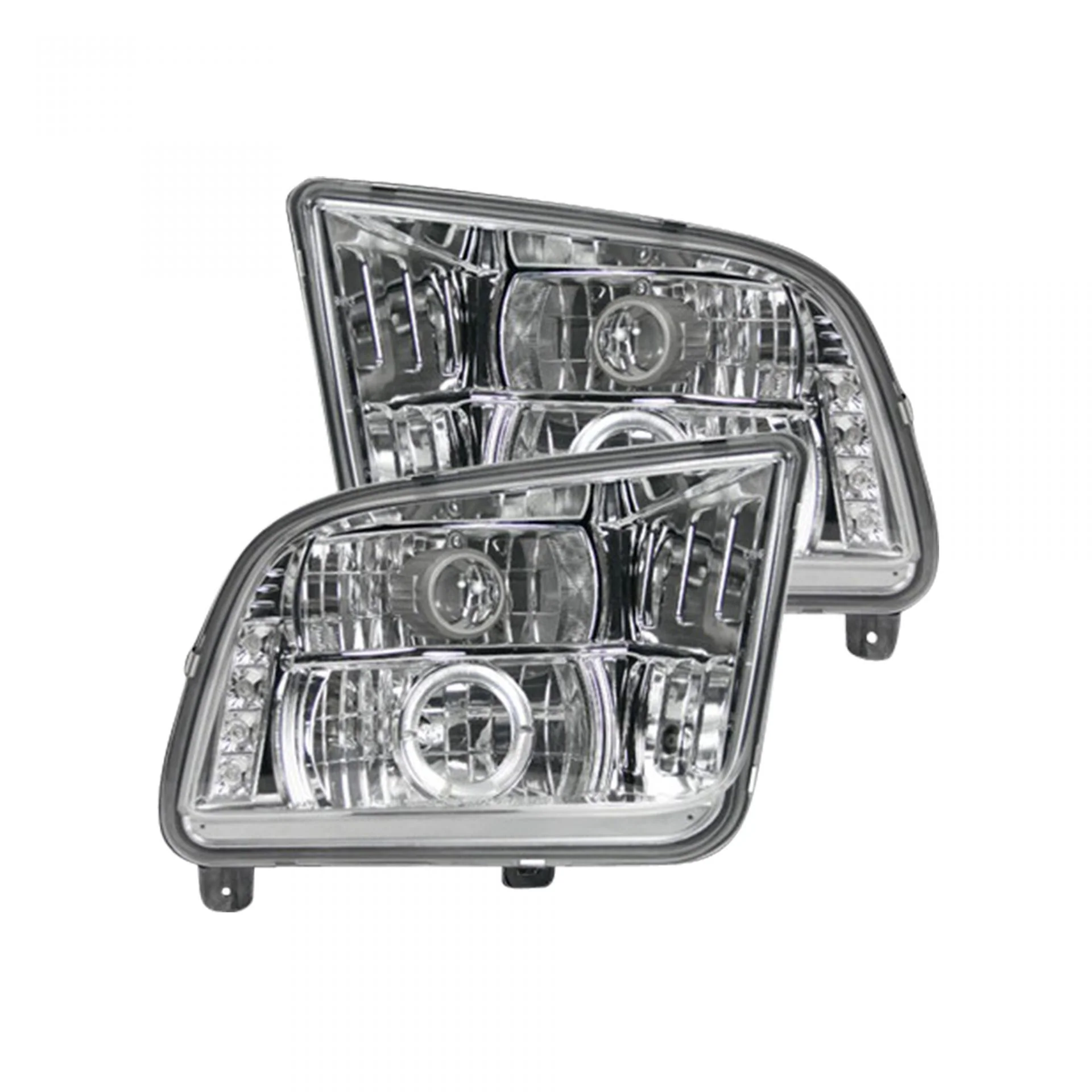 Ford Mustang 05-09 Projector Headlights in Clear/Chrome