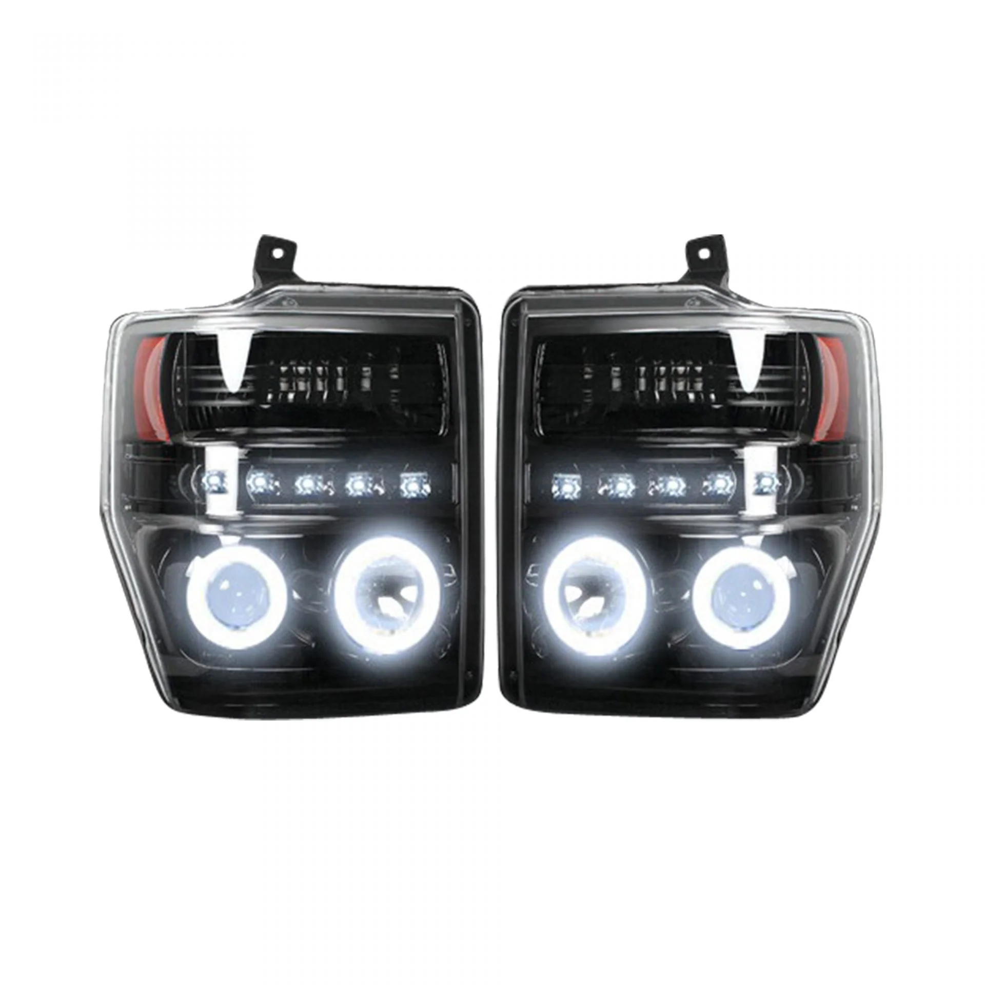 Ford Super Duty 08-10 Projector Headlights CCFL Halos/DRL Smoked/Black - Image 2