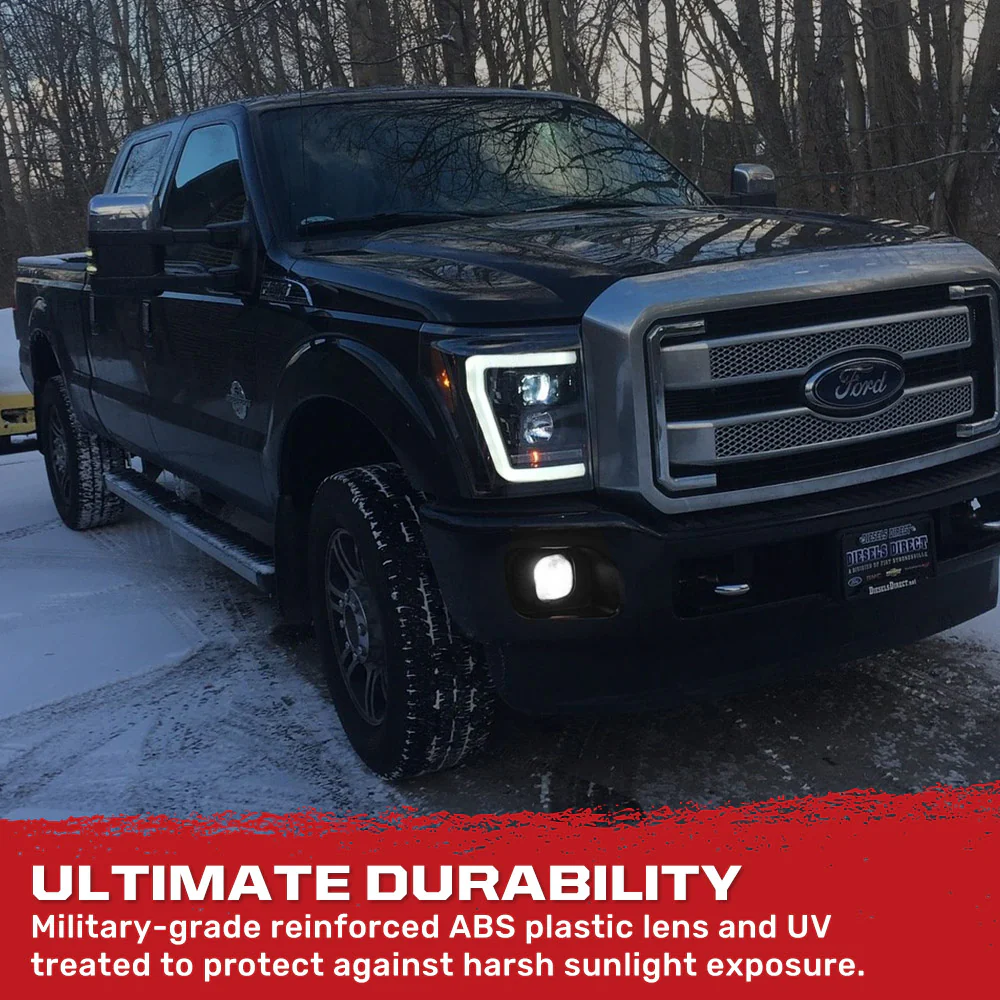 Ford Super Duty 11-16 Projector Headlights OLED DRL LED Scanning Turn Signals - Smoked/Black - Image 6