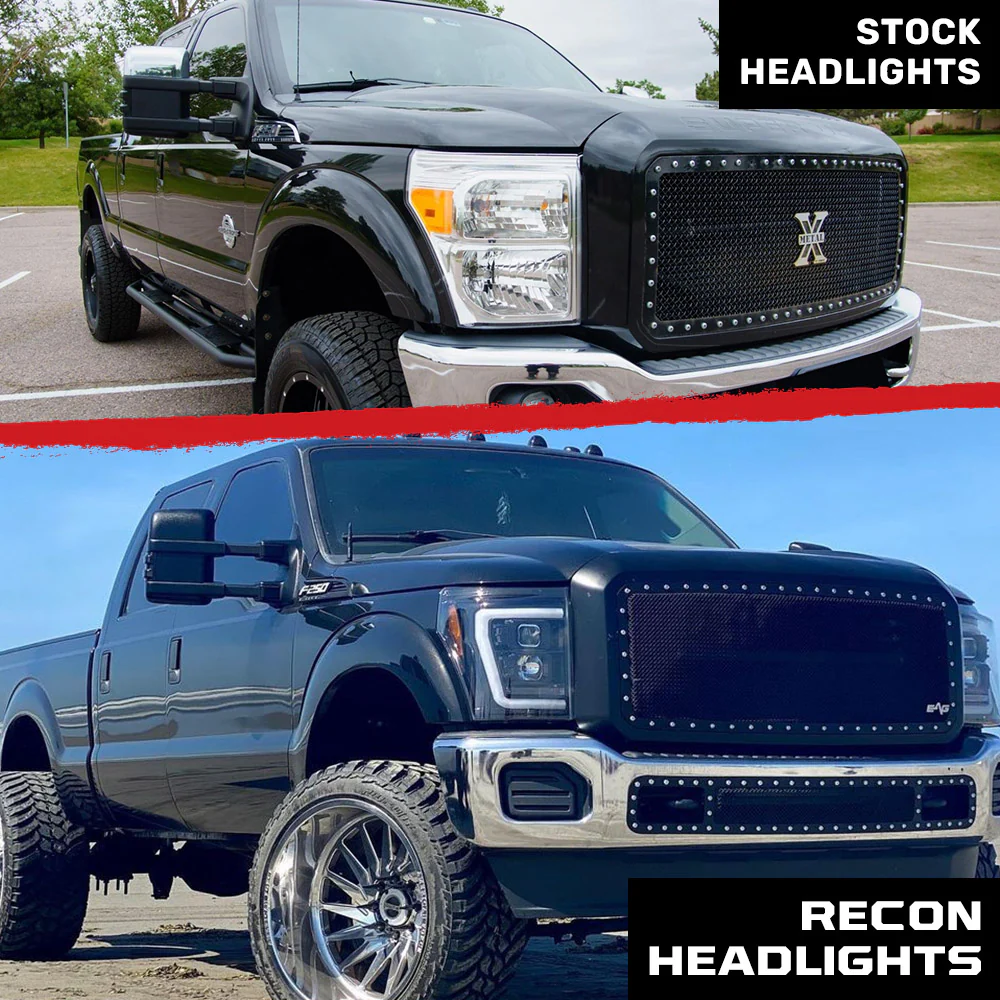 Ford Super Duty 11-16 Projector Headlights OLED DRL LED Scanning Turn Signals - Smoked/Black - Image 8