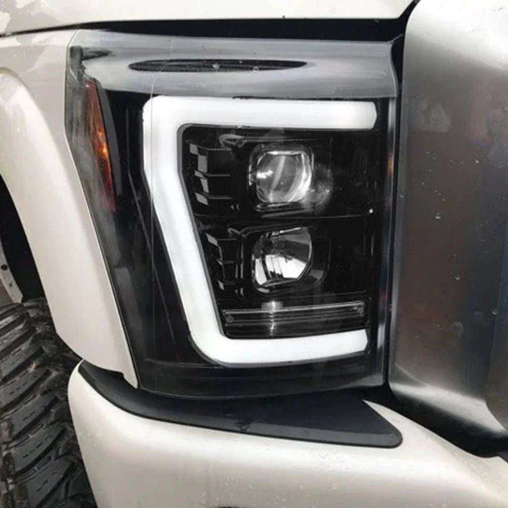 Ford Super Duty 11-16 Projector Headlights OLED DRL LED Scanning Turn Signals - Smoked/Black - Image 9