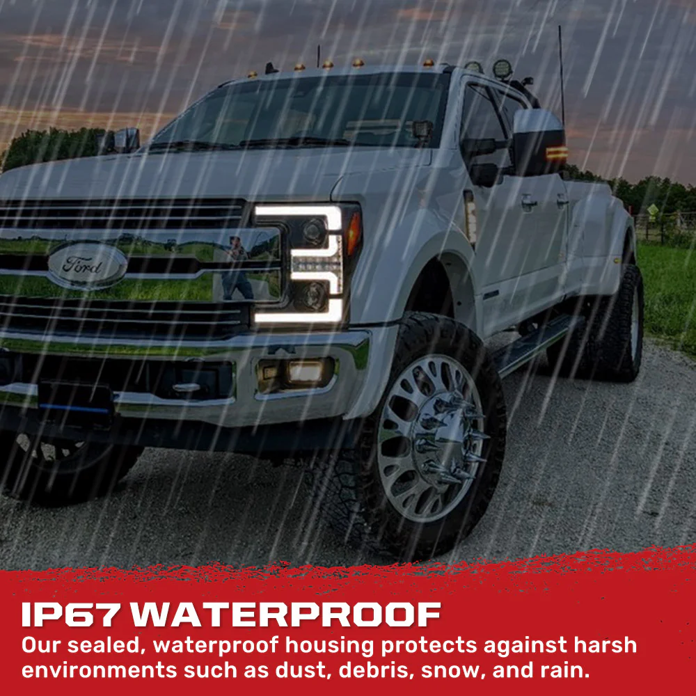 Ford Super Duty 17-19 Projector Headlights White OLED DRL, Scanning Amber LED Turn Signals - Multiple Styles - Image 16