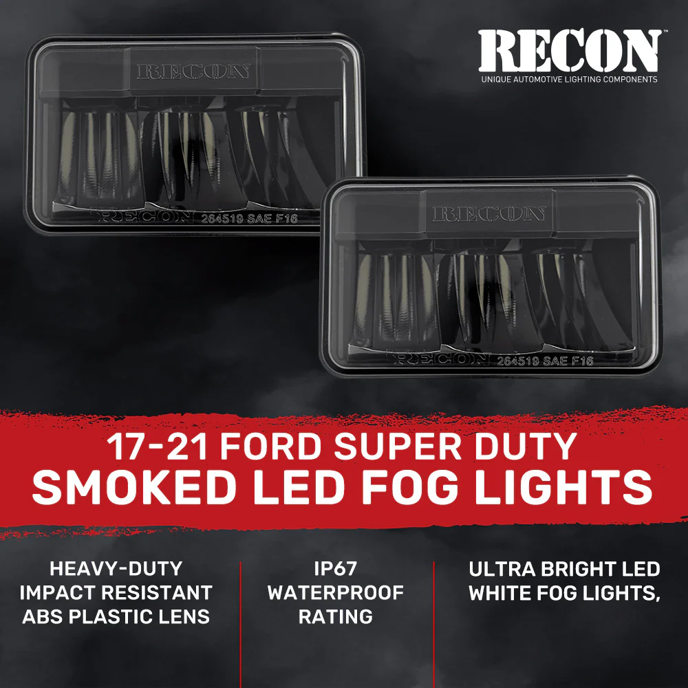 Ford Super Duty 17-21 Ultra Bright White LED Fog Lights (Replaces Factory Fog Lights) - Smoked Black - Image 4