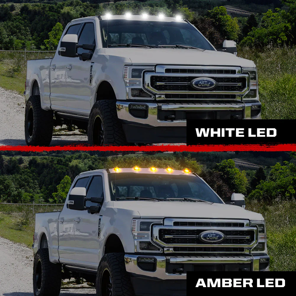 Ford Super Duty 17-22 (5-Piece) Cab Roof Light Kit Strobe LED White & Amber - Multiple Lens - Image 2