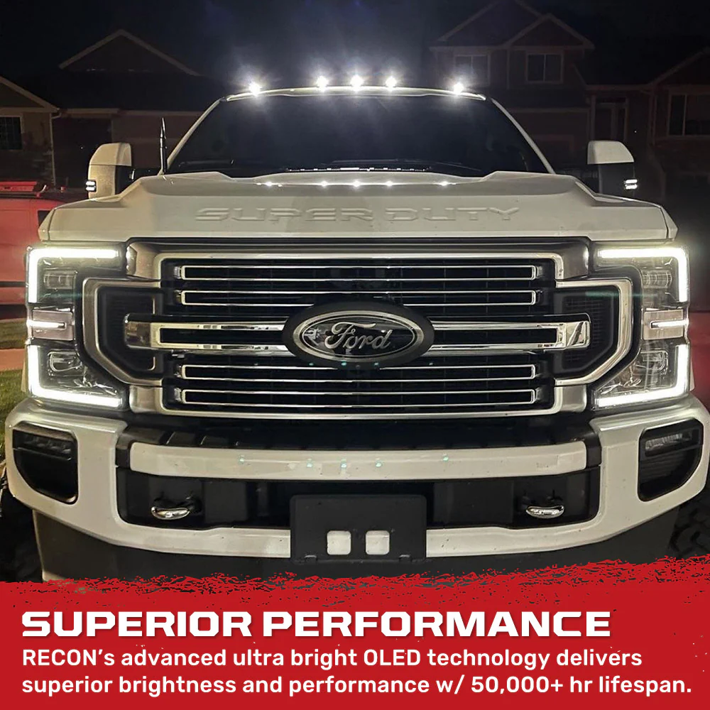 Ford Super Duty 17-22 (5-Piece) Cab Roof Light Kit Strobe LED White & Amber - Multiple Lens - Image 22