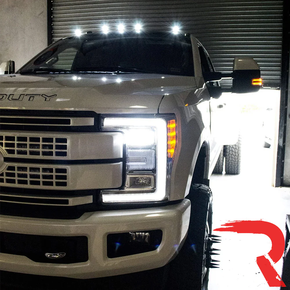 Ford Super Duty 17-25 5-Piece Cab Roof Light Set 2-Way Front & Rear Facing Ultra High-Power LEDs Multiple Lens & Colors - (ATTN: For models that DID NOT come with factory cab roof lights) - Image 14