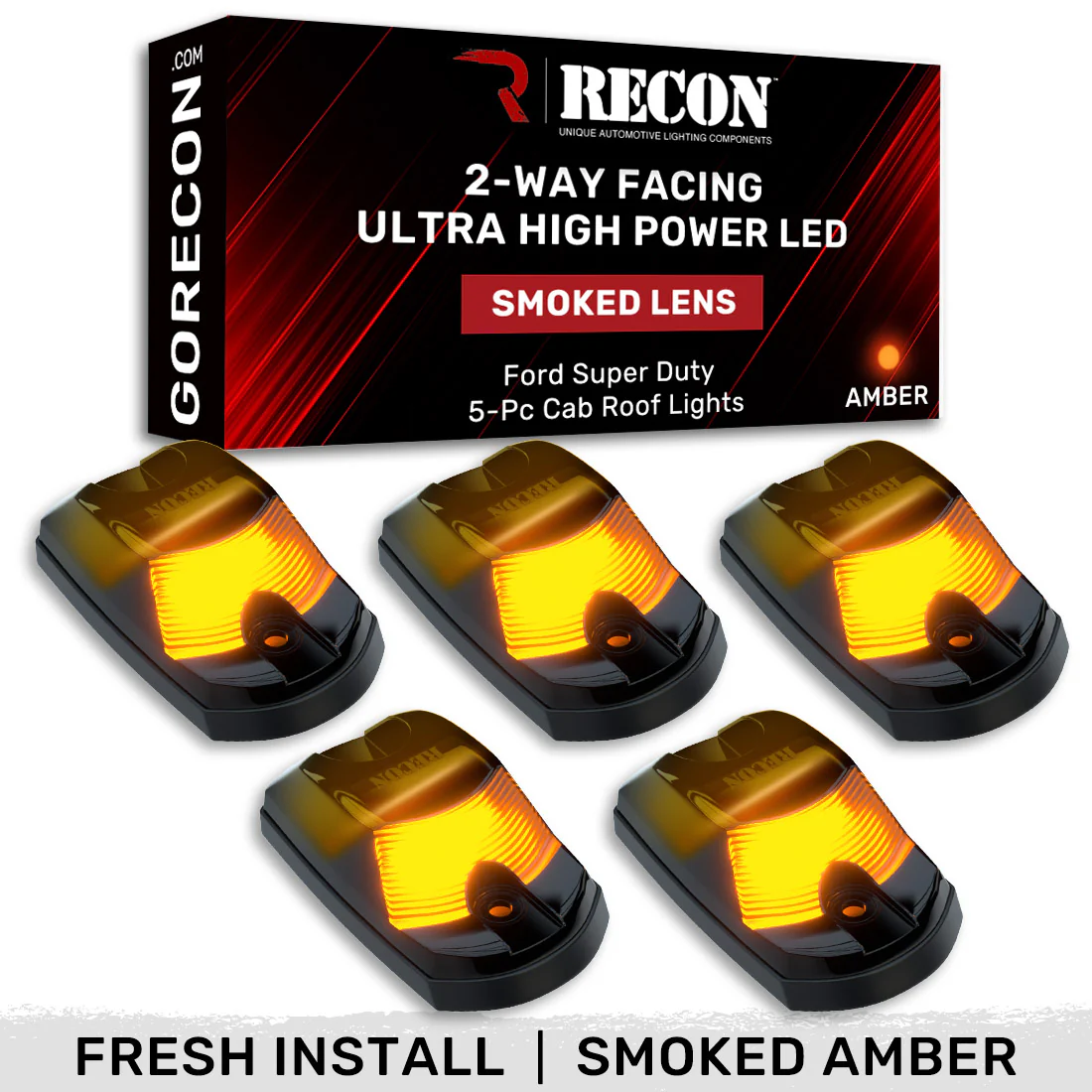 Ford Super Duty 17-25 5-Piece Cab Roof Light Set 2-Way Front & Rear Facing Ultra High-Power LEDs Multiple Lens & Colors - (ATTN: For models that DID NOT come with factory cab roof lights) - Image 40