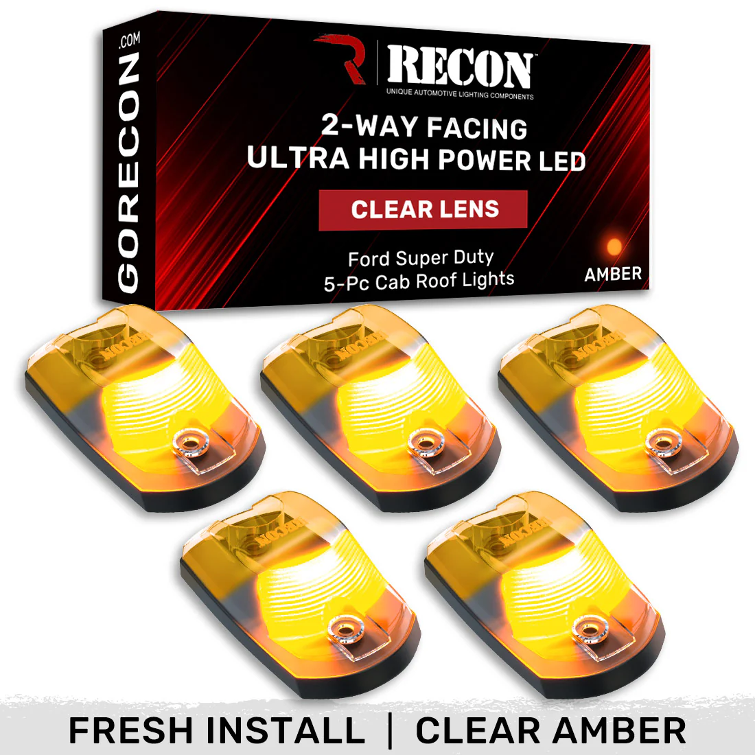 Ford Super Duty 17-25 5-Piece Cab Roof Light Set 2-Way Front & Rear Facing Ultra High-Power LEDs Multiple Lens & Colors - (ATTN: For models that DID NOT come with factory cab roof lights) - Image 47