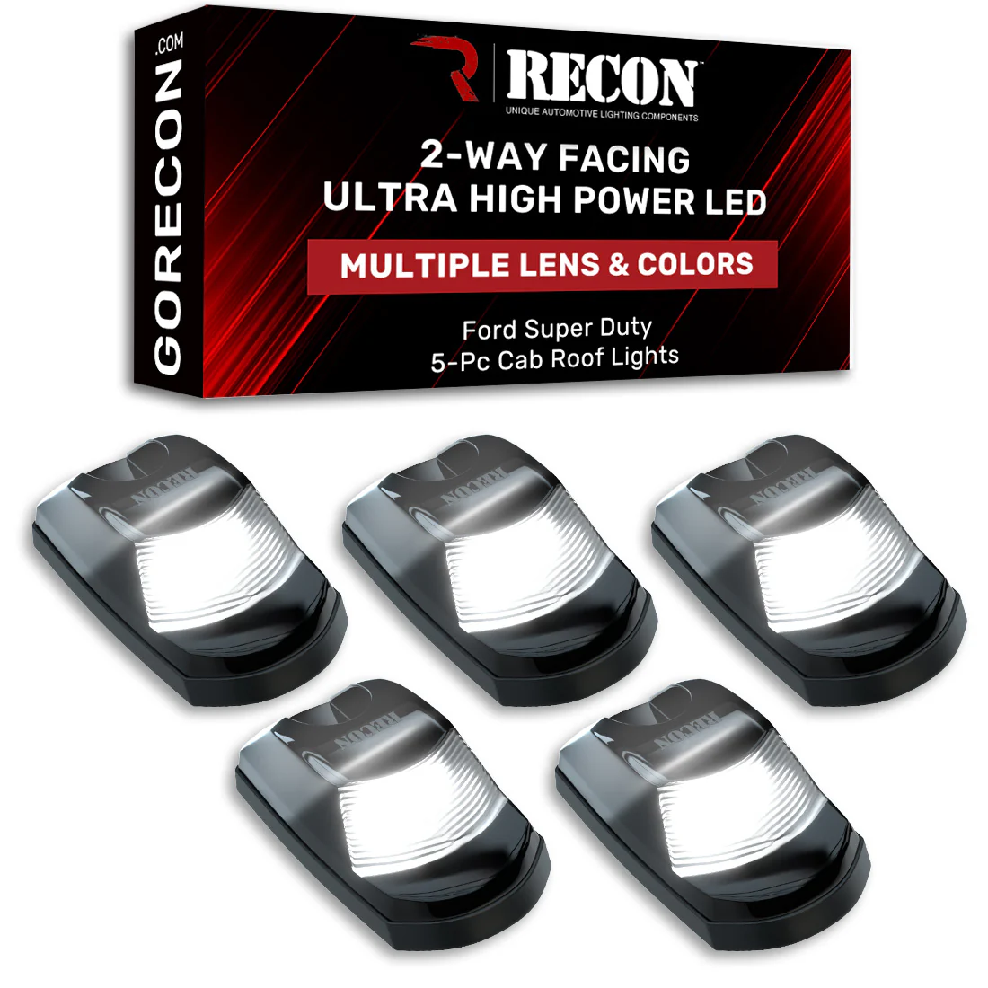 Ford Super Duty 17-25 5-Piece Cab Roof Light Set 2-Way Front & Rear Facing Ultra High-Power LEDs Multiple Lens & Colors - (ATTN: For models that DID NOT come with factory cab roof lights) - Image 53